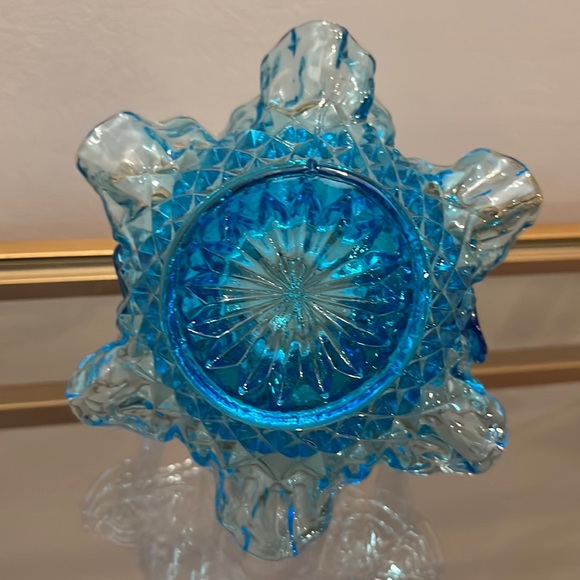 Small Blue Glass Basket Vintage - Picture 7 of 8